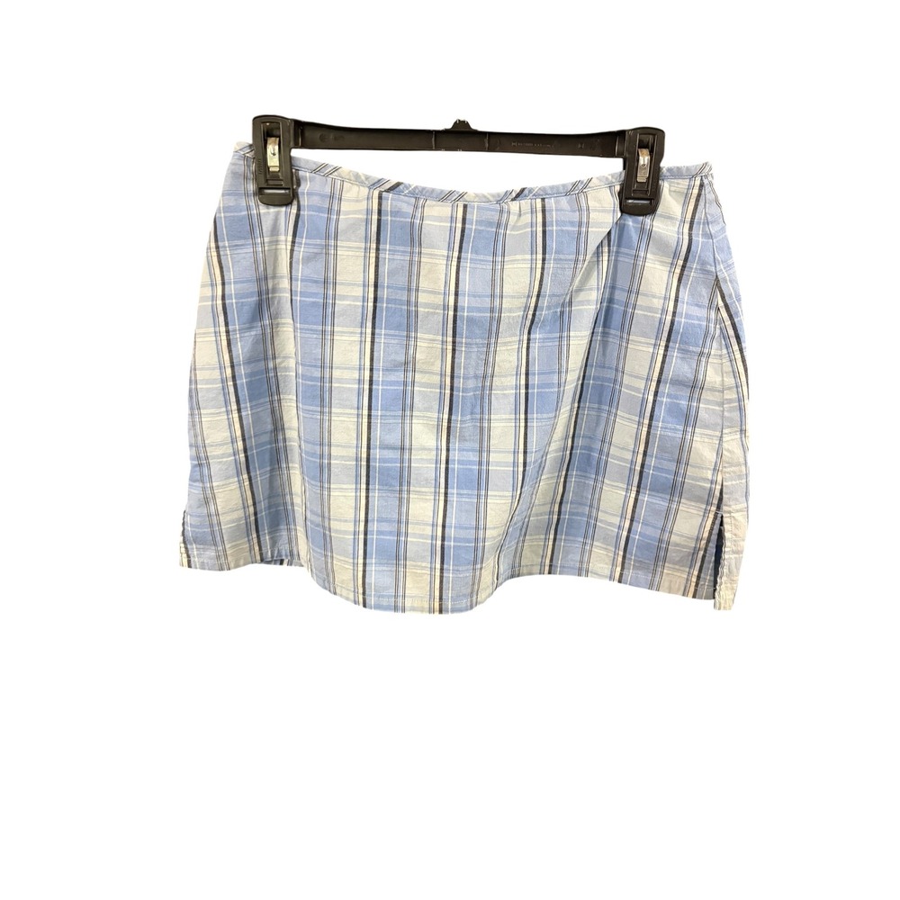 City Streets Blue Plaid Mini Skort Size 9 Cotton Blend Preppy Schoolgirl Check